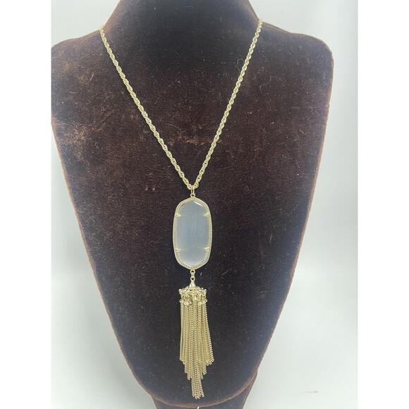 Kendra Scott Jewelry - Kendra Scott Rayne Gold & Gray Slate Stone Tassel Necklace
